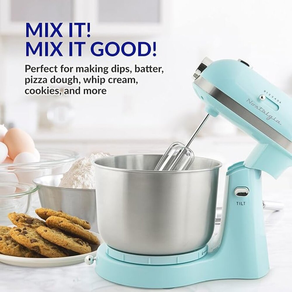 Nostalgia Classic Retro Professional 3.5 Qt Stand Mixer with Tilt Head and Stain